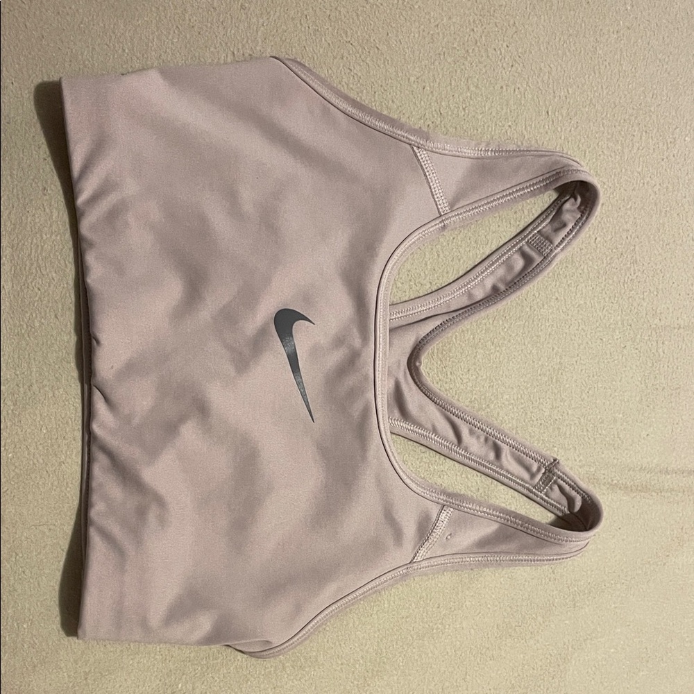 Nike Women's Sports Bra - Soft Pink with Gray Logo